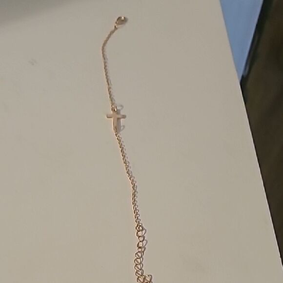 Delicate Gold Cross Bracelet - Picture 1 of 4